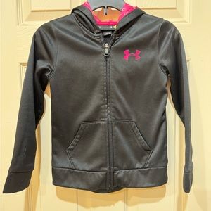 Under Armour  girls zip up hooded jacket. Size 6x